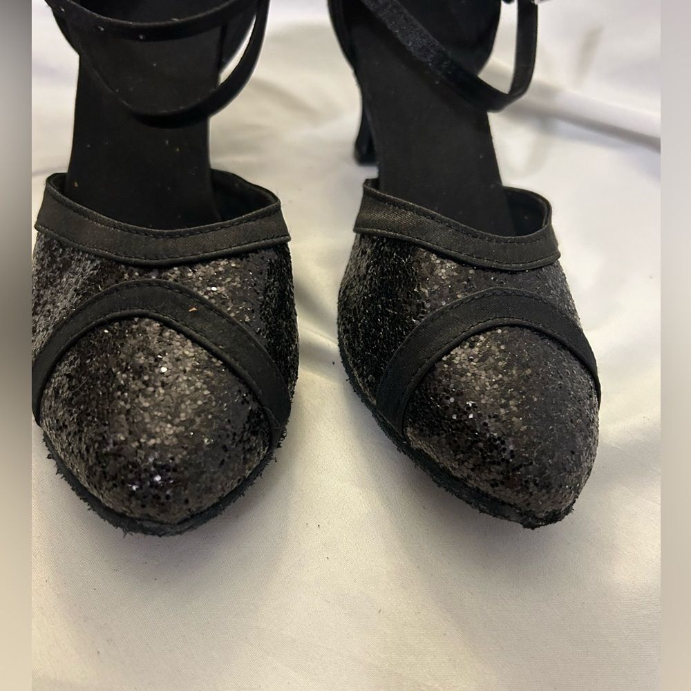 Women's Latin Dance Sequin Closed Toe Ballroom Salsa black shoes size 6.5 - 7 - Picture 3 of 9